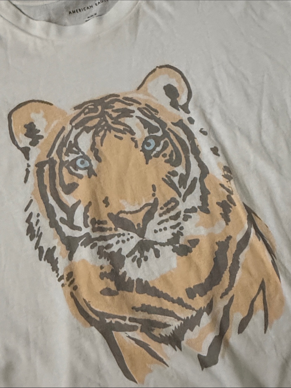 American Eagle Outfitters off white Graphic Tee with Yellow Tiger Print medium - Picture 10 of 13